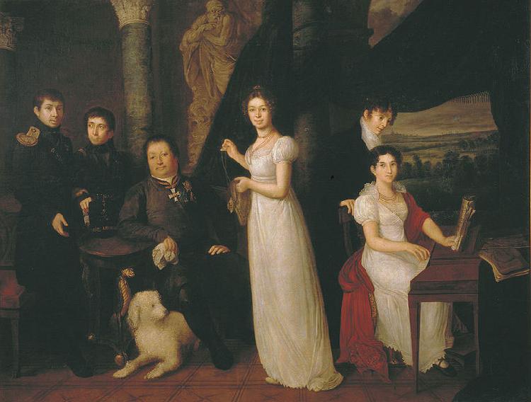 Vasily Tropinin Family portrait of counts Morkovs, oil painting picture